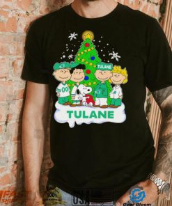 Happy Merry Christmas Peanuts Christmas tree Tulane Green Wave football logo gift shirt