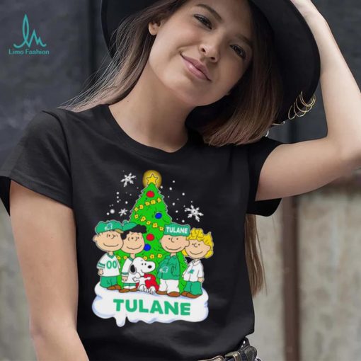 Happy Merry Christmas Peanuts Christmas tree Tulane Green Wave football logo gift shirt