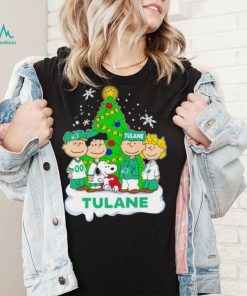 Happy Merry Christmas Peanuts Christmas tree Tulane Green Wave football logo gift shirt