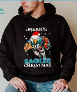 Happy Merry Christmas Philadelphia Eagles football Santa hat mascot shirt