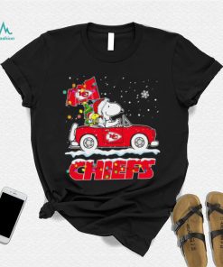 Happy Merry Christmas Snoopy drive a car Kansas City Chiefs logo flag gift shirt