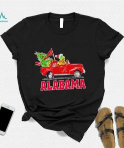 Happy Merry Christmas The Grinch drive a car Alabama Crimson Tide football logo flag gift shirt