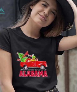 Happy Merry Christmas The Grinch drive a car Alabama Crimson Tide football logo flag gift shirt