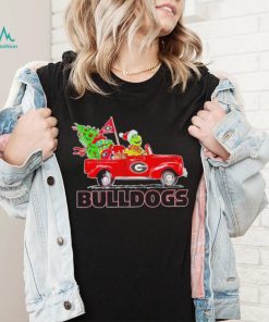 Happy Merry Christmas The Grinch drive a car Georgia Bulldogs football logo flag gift shirt, hoodie, sweater, long sleeve and tank top Happy Merry Christmas The Grinch drive a car Georgia Bulldogs football logo flag gift shirt