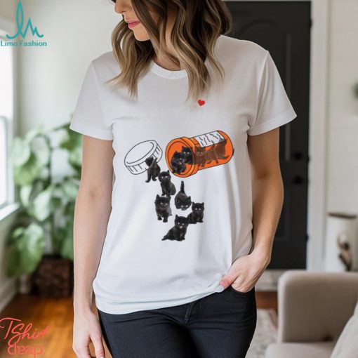 Happy Pills Cute cat black Lover Shirt