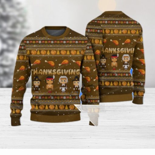 Happy Thankgiving With Chicken Pumkin Pattern Xmas SweaterHappy Thankgiving With Chicken Pumkin Pattern Xmas Sweater