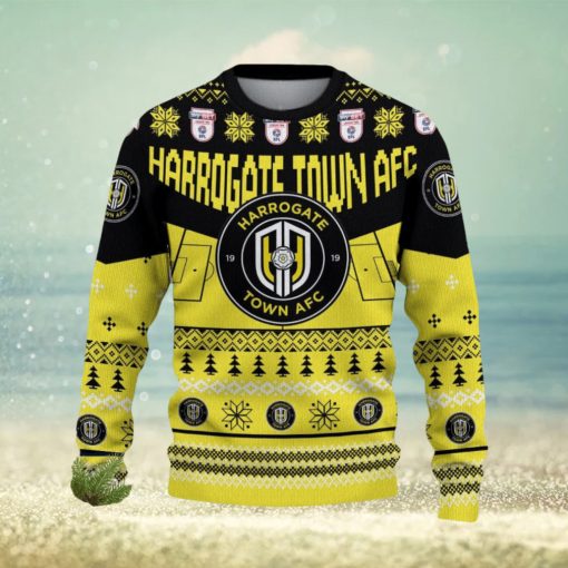 Harrogate Town AFC Snowflakes Tree Custom Name Ugly Christmas Sweater New For Fans Gift Holidays Christmas