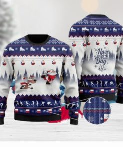 Have An Ice Day Santa Claus And Reindeer Speed Skating Ugly Christmas Sweater Special Gift For Loved Ones