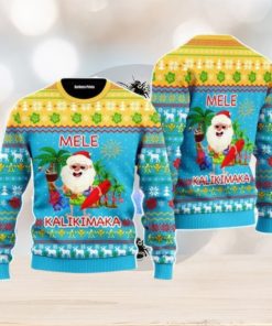 Hawaiian Santa Claus Mele Kalikimaka Sunset Christmas Unisex Ugly Sweater