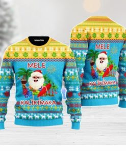 Hawaiian Santa Claus Mele Kalikimaka Sunset Christmas Unisex Ugly Sweater