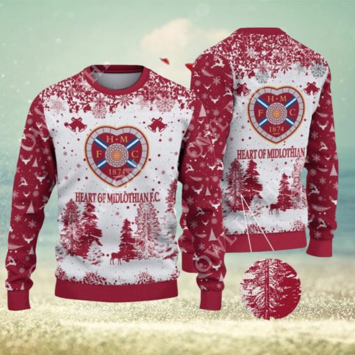 Heart of Midlothian F.C. SPFL Scottish Snow Fall Pine Ugly sweater