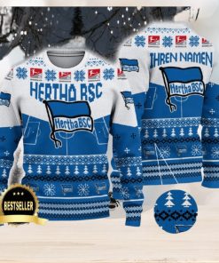 Hertha BSC Ugly Christmas Sweater Logo Custom Name Gift Fans