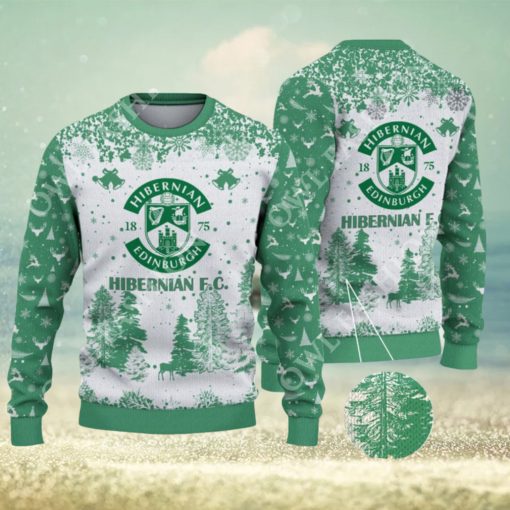 Hibernian F.C. SPFL Scottish Snow Fall Pine Ugly sweater