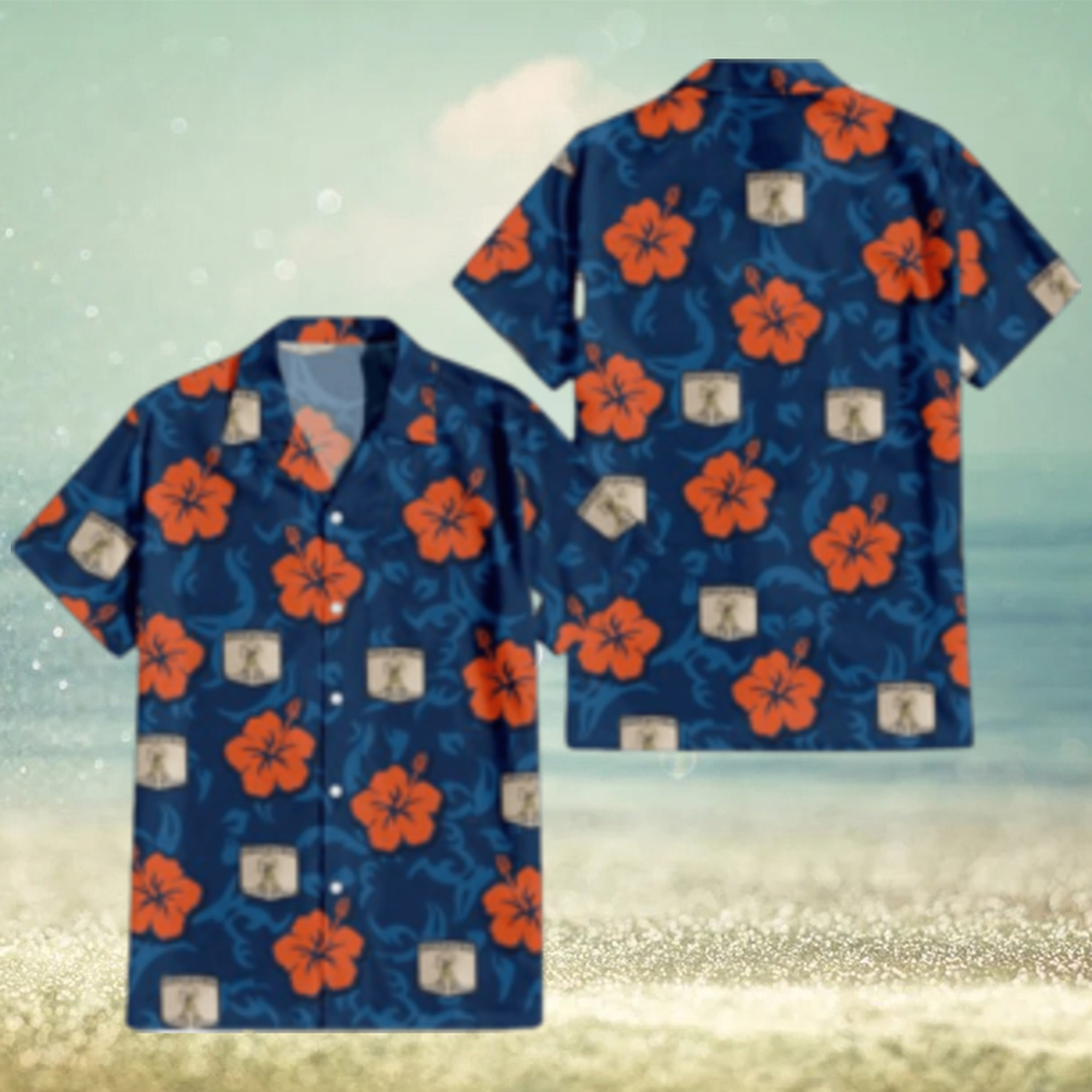 Hibiscus Custom Logo Orange Navy Hawaiian Shirt Hibiscus Custom Logo Orange Navy Hawaiian Shirt