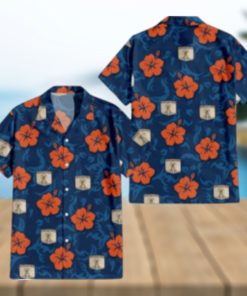 Hibiscus Custom Logo Orange Navy Hawaiian Shirt