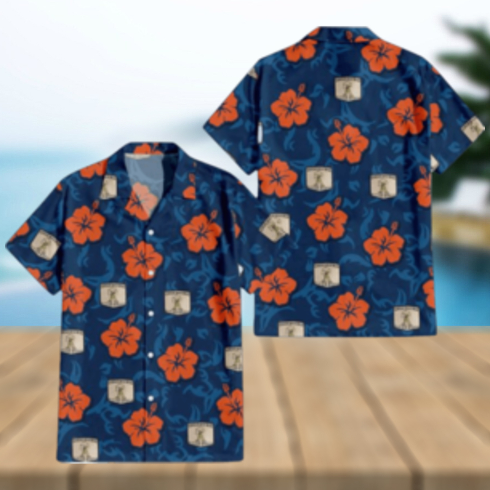 Hibiscus Custom Logo Orange Navy Hawaiian Shirt Hibiscus Custom Logo Orange Navy Hawaiian Shirt