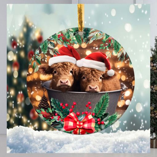 Highland Cow Christmas Ornament