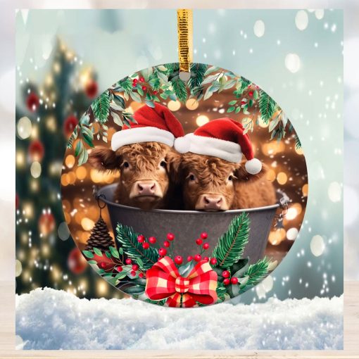 Highland Cow Christmas Ornament