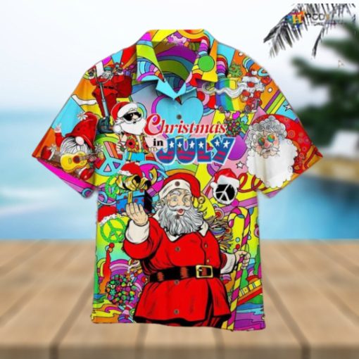 Hippie Santa July Christmas Santa Hawaiian Shirt