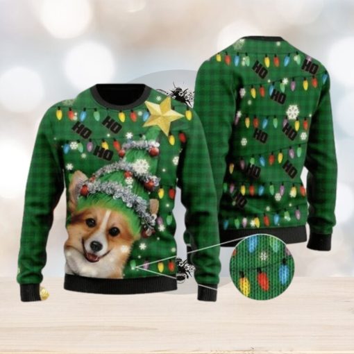 Ho Ho Ho Corgi Dog Christmas Tree Ugly Christmas Sweater