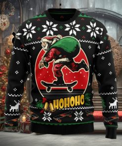 Ho Ho Ho Santa Claus Skateboard Ugly Christmas Sweater