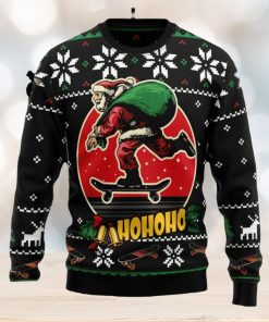 Ho Ho Ho Santa Claus Skateboard Ugly Christmas Sweater