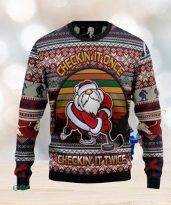 Hockey Checking It Once Checking It Twice Ugly Christmas Sweaters Gift For Men Women