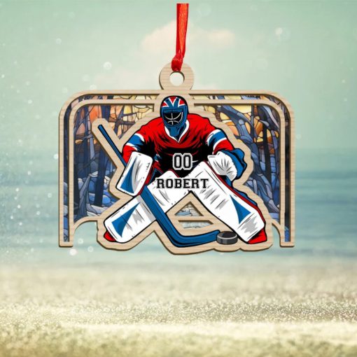 Hockey Goal Personalized Suncatcher Ornament