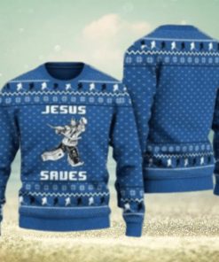 Hockey Jesus Saves Ugly Christmas Sweater