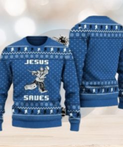 Hockey Jesus Saves Ugly Christmas Sweater