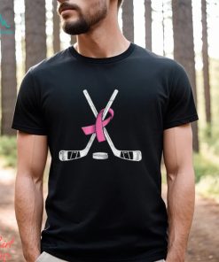 Hockey Pink Ribbon Breast Cancer Awareness Sport Lover T Shirt