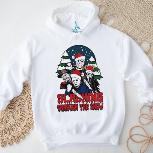 Horror Santa hat slashing through the snow shirt