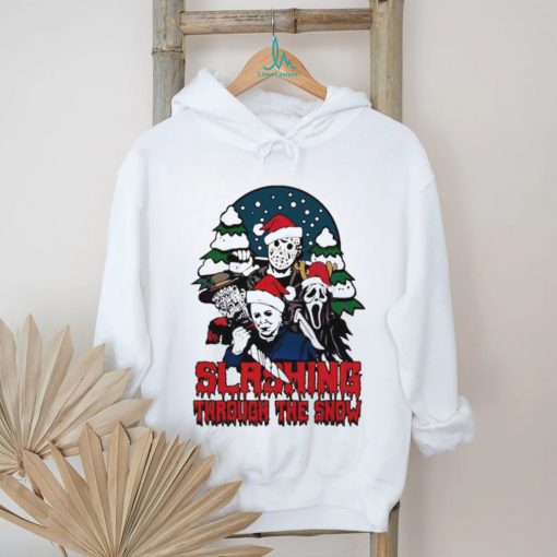 Horror Santa hat slashing through the snow shirt