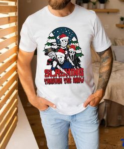 Horror Santa hat slashing through the snow shirt