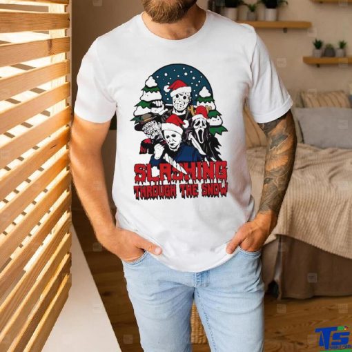 Horror Santa hat slashing through the snow shirt