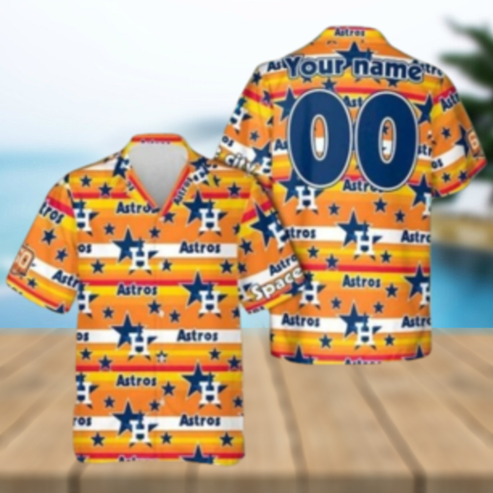 Houston Astros Star Custom Yellow Hawaiian Shirt Houston Astros Star Custom Yellow Hawaiian Shirt
