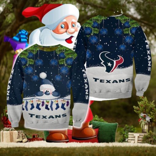 Houston Texans Christmas Santa Ugly Sweater For Fans AOP Gift Holidays