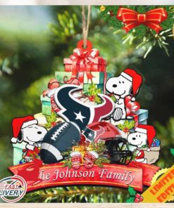 Houston Texans Snoopy And NFL Sport Ornament Personalized Your Family Name
