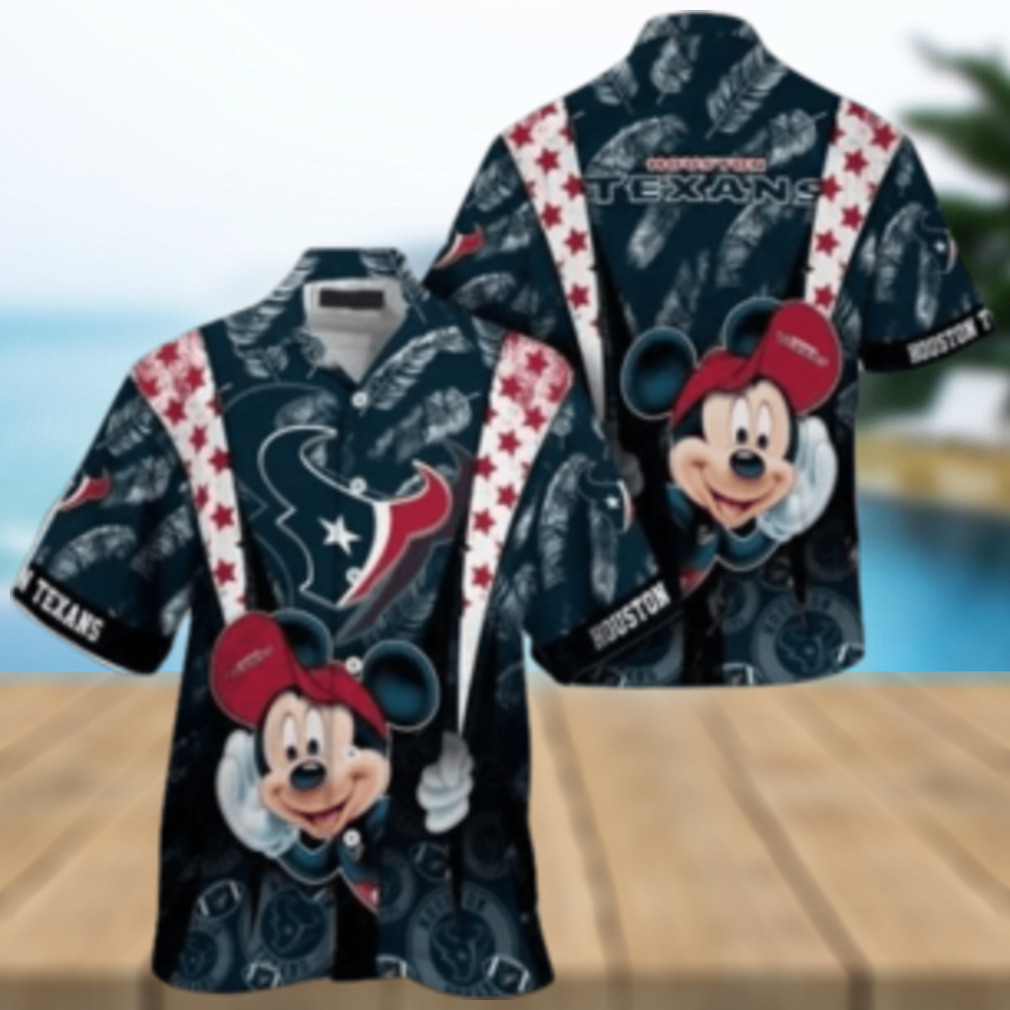 Houston Texans nfl mickey mouse Hawaiian Shirt custom for fan Houston Texans nfl mickey mouse Hawaiian Shirt custom for fan
