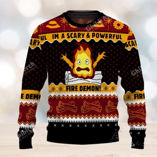 Howl’s Moving Castle Calcifer Fire Demon Christmas Sweater