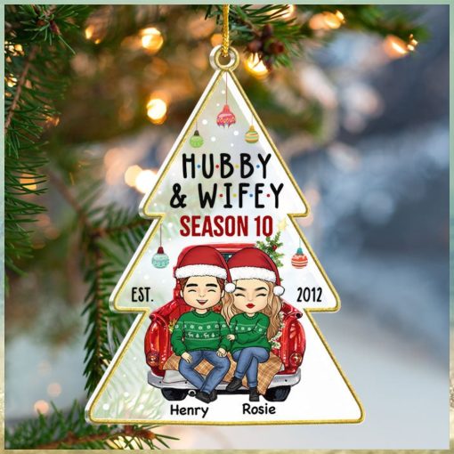 Hubby & Wifey Still Counting Season   Couple Personalized Custom Ornament   Acrylic Tree Shaped   Christmas Gift For Husband Wife, Anniversary