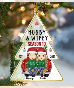 Hubby & Wifey Still Counting Season Couple Personalized Custom Ornament Acrylic Tree Shaped Christmas Gift For Husband Wife, Anniversary