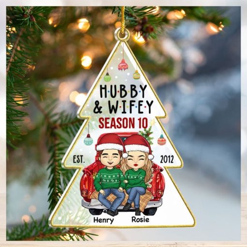 Hubby & Wifey Still Counting Season   Couple Personalized Custom Ornament   Acrylic Tree Shaped   Christmas Gift For Husband Wife, Anniversary