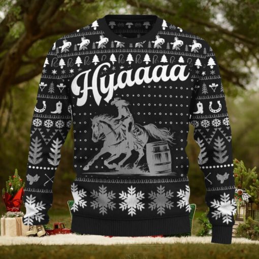 Hyaaaa Barrel Racing Cowgirl For Fans Ugly Christmas Sweater Gift Familys