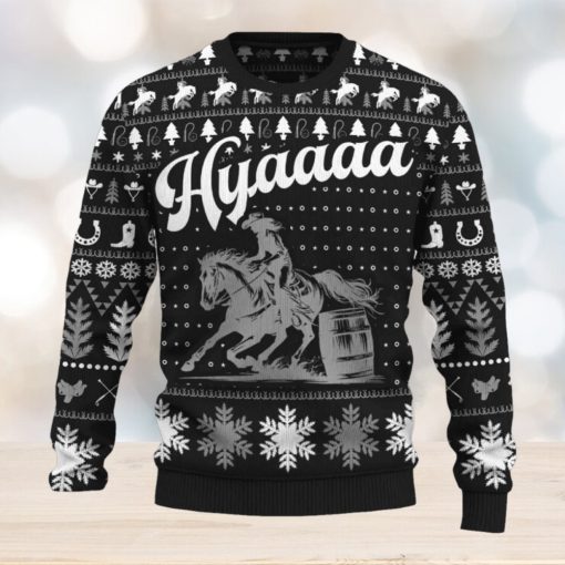 Hyaaaa Barrel Racing Cowgirl For Fans Ugly Christmas Sweater Gift Familys