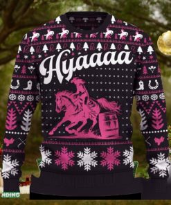 Hyaaaa Barrel Racing Cowgirl Ugly Christmas Sweater New Pattern Tree Holidays Gift Fans