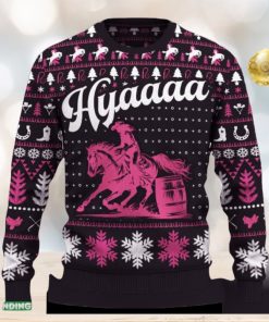 Hyaaaa Barrel Racing Cowgirl Ugly Christmas Sweater New Pattern Tree Holidays Gift Fans