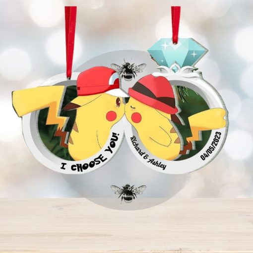 I Choose You, Set Of 2 Personalized Ornaments For Couple, Christmas Gift, Anniversary Gift Ideas