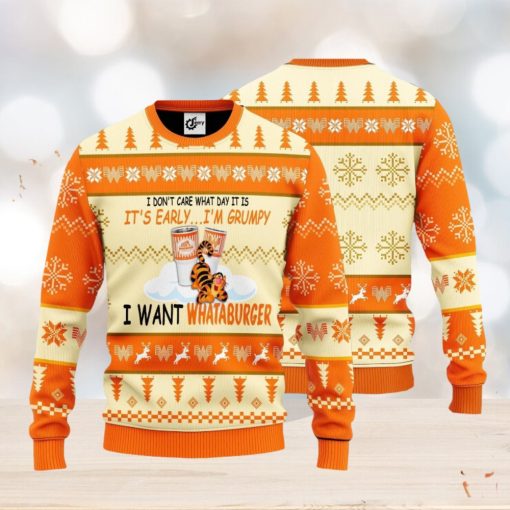 I Don’t Care What Day It Is It’s Early I’m Grumpy I Want Whataburger 3D Ugly Christmas Sweater Unisex Sweater Christmas Gift