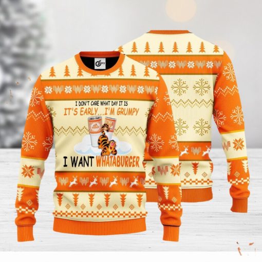 I Don’t Care What Day It Is It’s Early I’m Grumpy I Want Whataburger 3D Ugly Christmas Sweater Unisex Sweater Christmas Gift